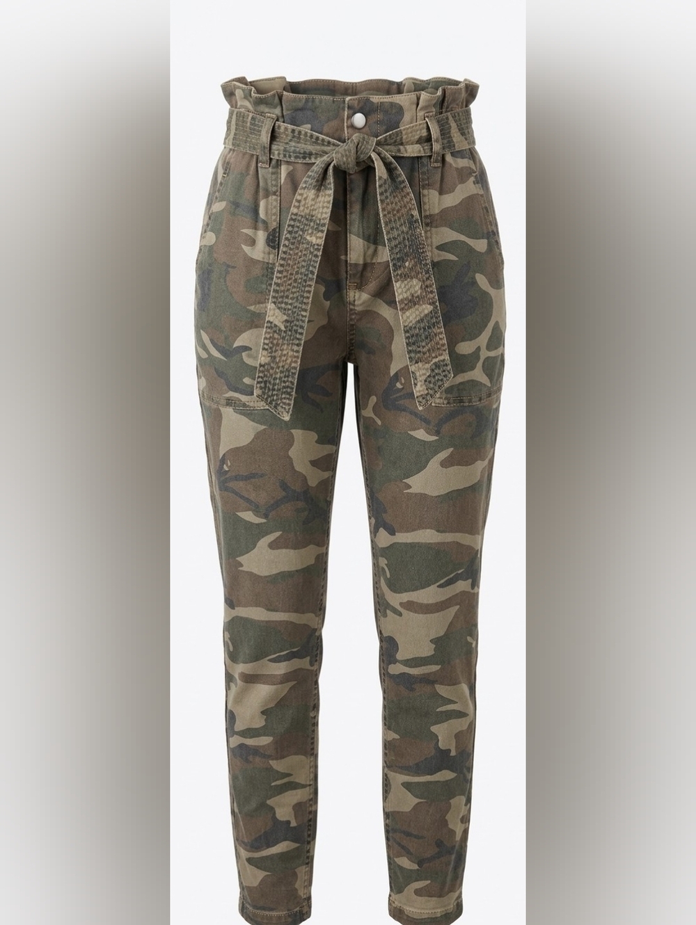 Topshop Camo High Rise Paperbag Waist Jeans